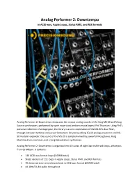 Analog Performer 2: Downtempo in ACID Wav, Apple Loops, Stylus RMX, and REX Formats
