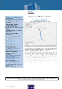 Brenner Base Tunnel – Studies TRANSPORT
