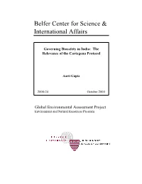 Governing Biosafety in India: the Relevance of the Cartagena Protocol