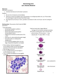 Hematology Unit Lab 1 Review Material
