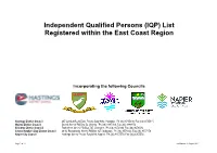 (IQP) List Registered Within the East Coast Region