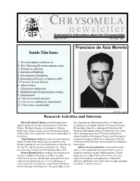 Newsletter Dedicated to Information About the Chrysomelidae Report No