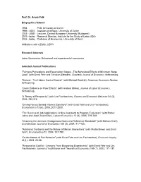 Prof. Dr. Armin Falk Biographical Sketch 1998 Phd, University Of