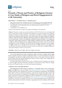 Towards a Theory and Practice of Religious Literacy: a Case Study of Religion and Belief Engagement in a UK University