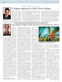 A Vaginal Approach to Pelvic Floor Prolapse