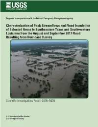 Characterization of Peak Streamflows and Flood Inundation of Selected