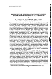 Experimental Hemeralopia Uncomplicated by Xerophthalmia in Macacus Rhesus* by F