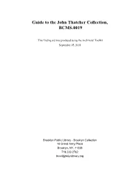 Guide to the John Thatcher Collection, BCMS.0019