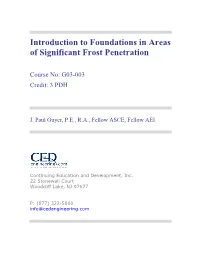 Introduction to Foundations in Areas of Significant Frost Penetration