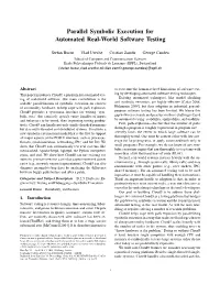 Parallel Symbolic Execution for Automated Real-World Software Testing