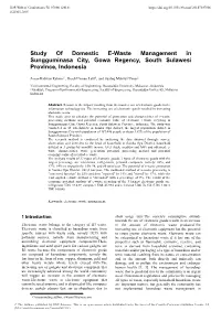 Study of Domestic E-Waste Management in Sungguminasa City, Gowa Regency, South Sulawesi Province, Indonesia