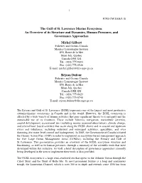 The Gulf of St. Lawrence Marine Ecosystem: an Overview of Its Structure and Dynamics, Human Pressures, and Governance Approaches