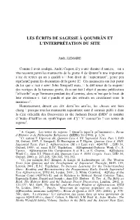 Qoumrân Et L'interpr˚Tation Du Site