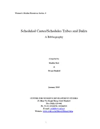 Scheduled Castes/Scheduled Tribes and Dalits: a Bibliography