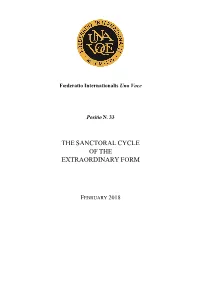The Sanctoral Cycle of the Extraordinary Form