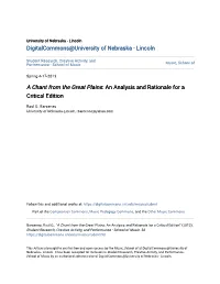 A Chant from the Great Plains: an Analysis and Rationale for a Critical Edition