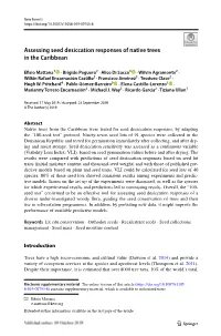 Assessing Seed Desiccation Responses of Native Trees in the Caribbean