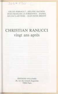 CHRISTIAN RANUCCI Vingt Ans Après
