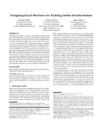 Designing Social Machines for Tackling Online Disinformation