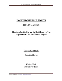 HOHFELD WITHOUT RIGHTS PHILIP MARCUS Thesis, Submitted In