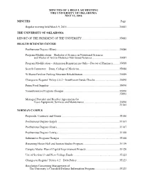 Minutes of a Regular Meeting the University of Oklahoma May 12, 2016