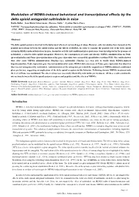 Modulation of MDMA-Induced Behavioral and Transcriptional