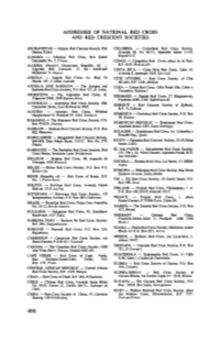 Addresses of National Red Cross and Red Crescent Societies