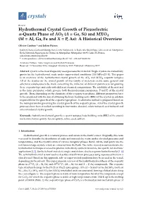 Hydrothermal Crystal Growth of Piezoelectric Α-Quartz Phase of AO2 (A = Ge, Si) and MXO4 (M = Al, Ga, Fe and X = P, As): a Historical Overview