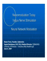 Neuromodulation Today Vagus Nerve Stimulation Neural Network