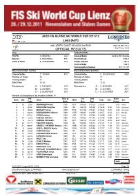 OFFICIAL RESULTS Start Time: 13:30 Jury Technical Data TD FIS G