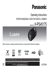 Operating Instructions INTERCHANGEABLE LENS for DIGITAL CAMERA