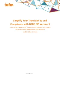 Simplify Your Transition to and Compliance with NERC CIP Version 5