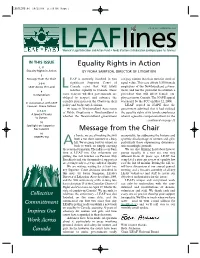 Equality Rights in Action Message from the Chair