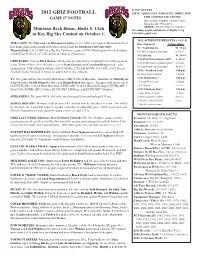 Griz-Southern Utah Game Notes