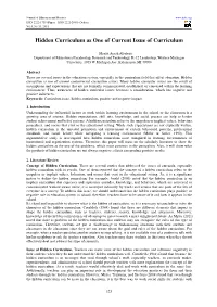 Hidden Curriculum As One of Current Issue of Curriculum