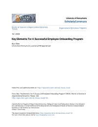 Key Elements for a Successful Employee Onboarding Program