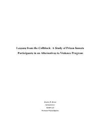 Lessons from the Cellblock: a Study of Prison Inmate Participants in an Alternatives to Violence Program