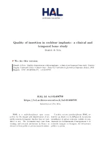 Quality of Insertion in Cochlear Implants: a Clinical and Temporal Bone Study