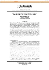 The Analysis of Forms and Meanings of Prefixes Found in Bali Advertiser