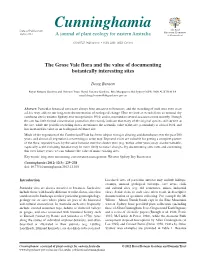 The Grose Vale Flora and the Value of Documenting Botanically Interesting Sites