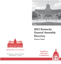 2013 Kentucky General Assembly Directory Visitors’ Guide