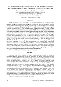 Analysis of Various Factors in Order to Enhance Productivity and Income of Dairy Cattle Farmers in Central Java - Indonesia