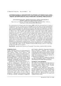Antimicrobial Sensitivity Pattern of Urine Isolates from Asymptomatic Bacteriuria During Pregnancy