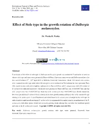 Effect of Stele Type in the Growth Rotation of Dalbergia Melanoxylon