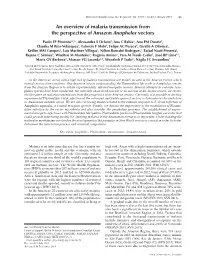 An Overview of Malaria Transmission from the Perspective of Amazon Anopheles Vectors