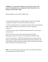 APPENDIX(4(–(Correspondence(Between(Francis(M.((“Frank”)(Forster,(M.D.,( Lewis(P.((“Bud”)(Rowland,(M.D.,(And(Robert(B
