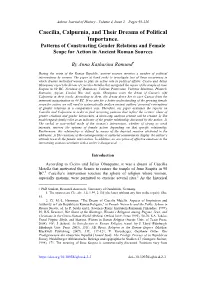 Caecilia, Calpurnia, and Their Dreams of Political Importance. Patterns of Constructing Gender Relations and Female Scope for Action in Ancient Roman Sources