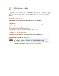 HTML Editor Help August 2009