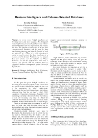 Business Intelligence and Column-Oriented Databases