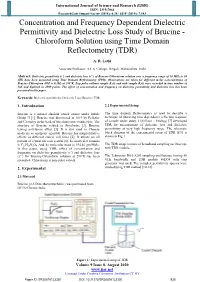 Concentration and Frequency Dependent Dielectric Permittivity and Dielectric Loss Study of Brucine - Chloroform Solution Using Time Domain Reflectometry (TDR)